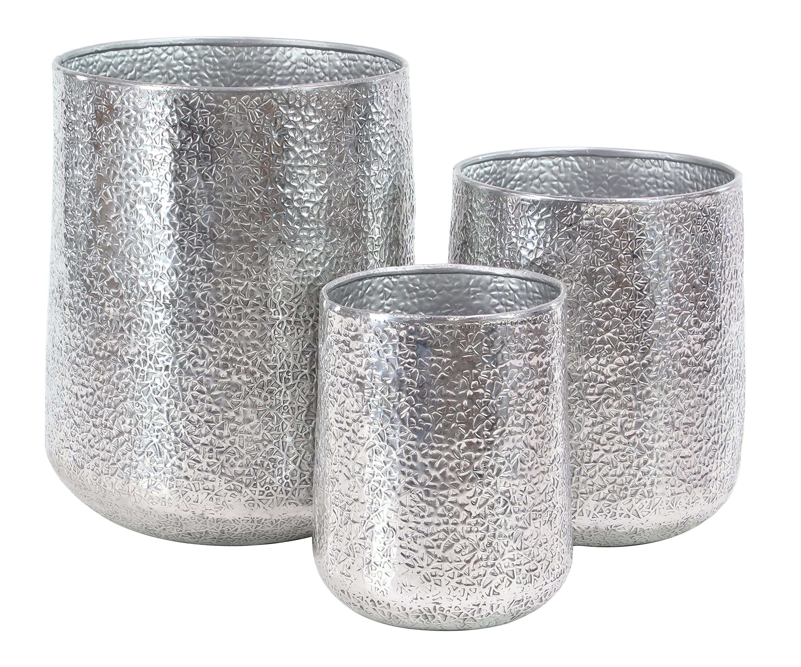 Deco 79 Glam Aluminum Round Planter Set - 3 Sizes (12