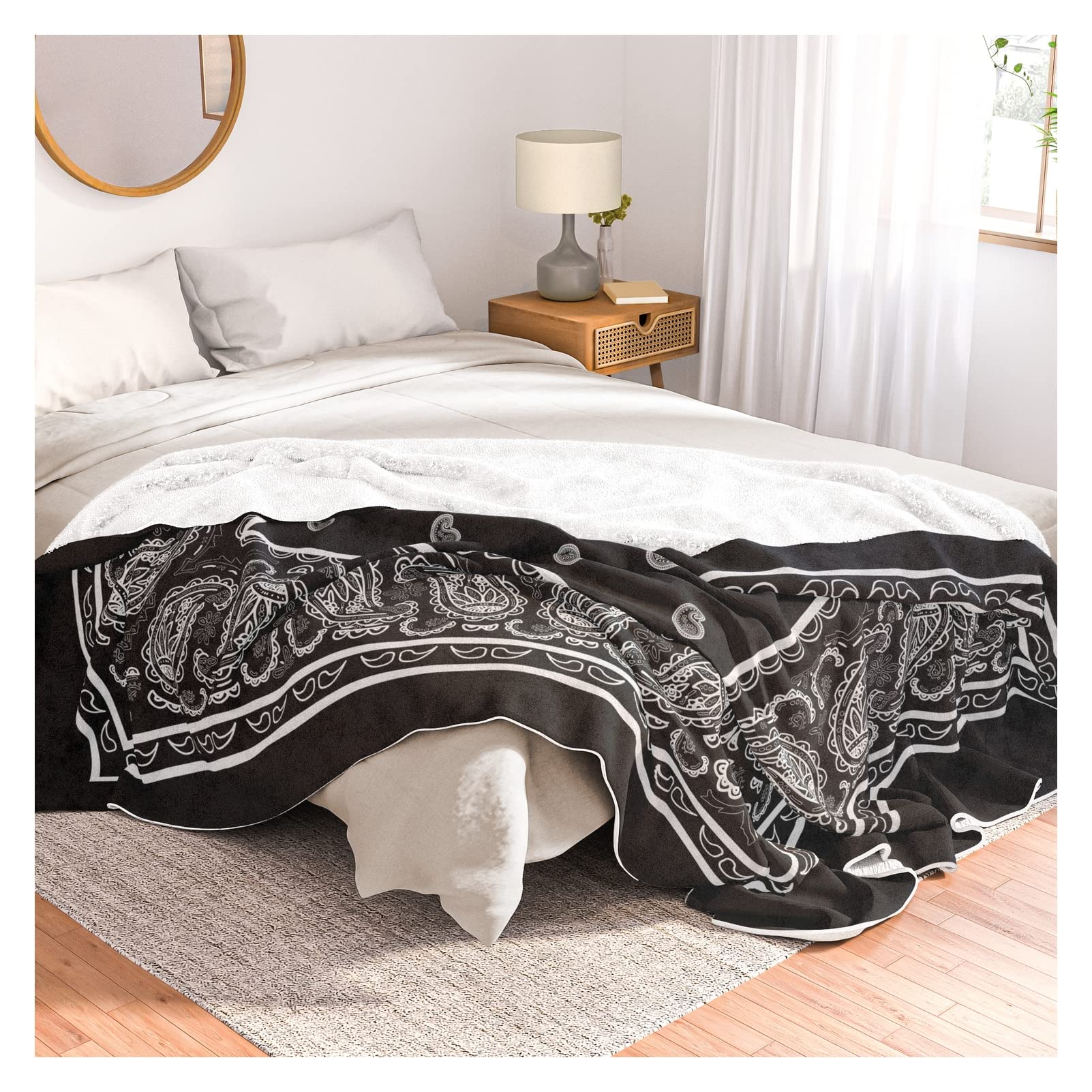 Classic Black Bandana Throw Blanket - 88