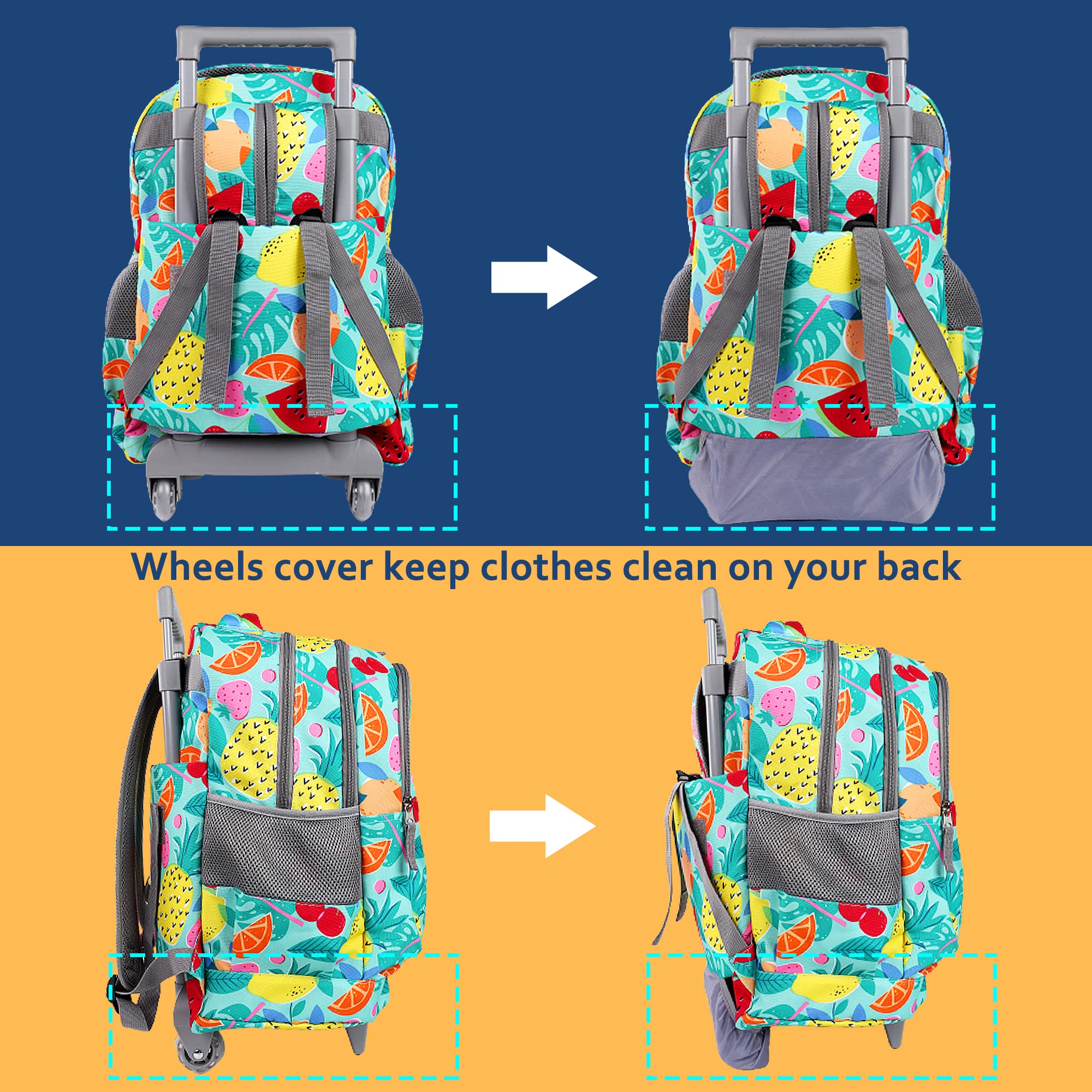 Seastig Kids Rolling Backpack with Wheels - 18 Inch Wheeled School Backpack with Double Handle for Boys & Girls | Perfect for Travel, School & Daily Use