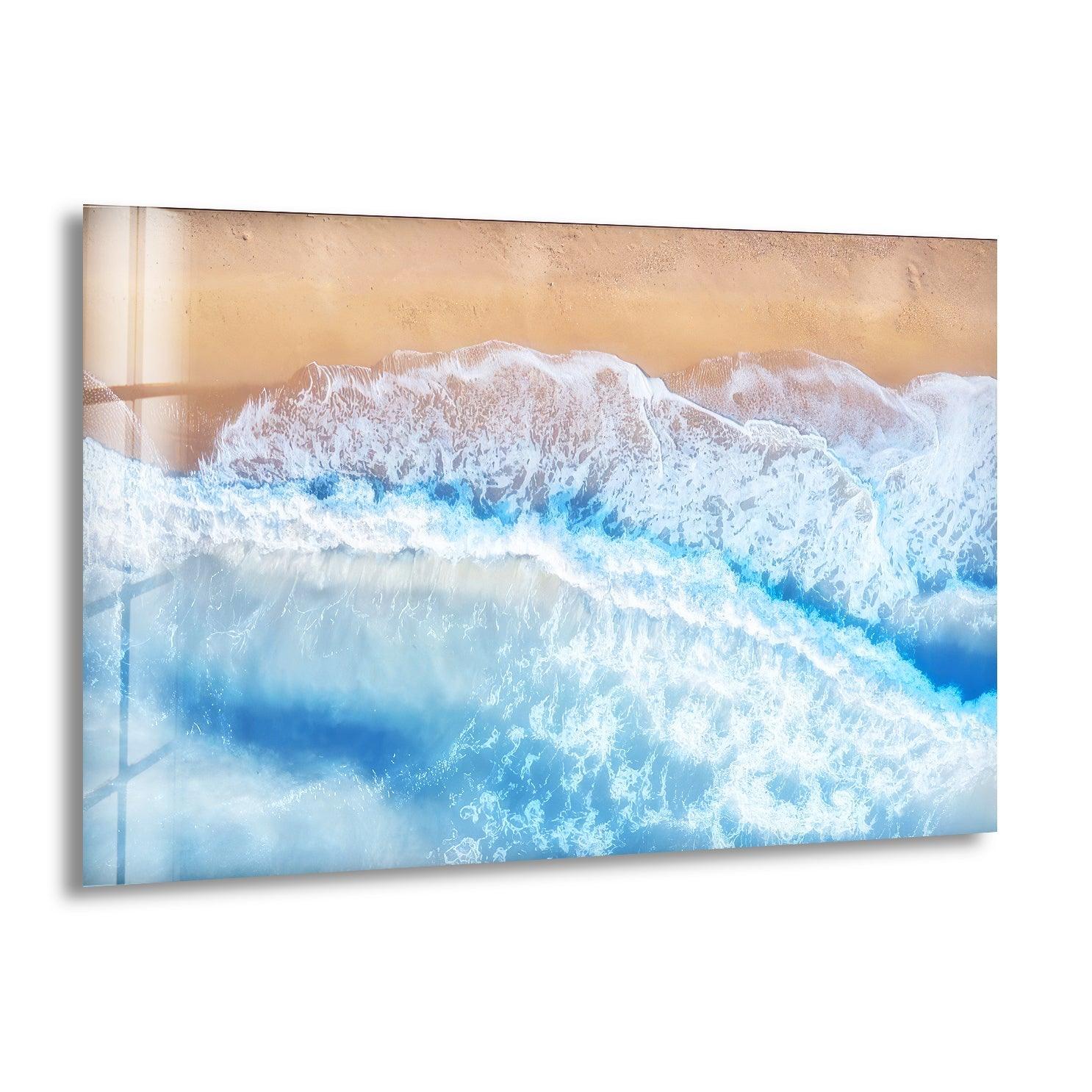 Stunning Aerial View Beach Glass Wall Art - Coastal Home Decor for Living Room, Bedroom & Office - Perfect Gift for Beach Lovers