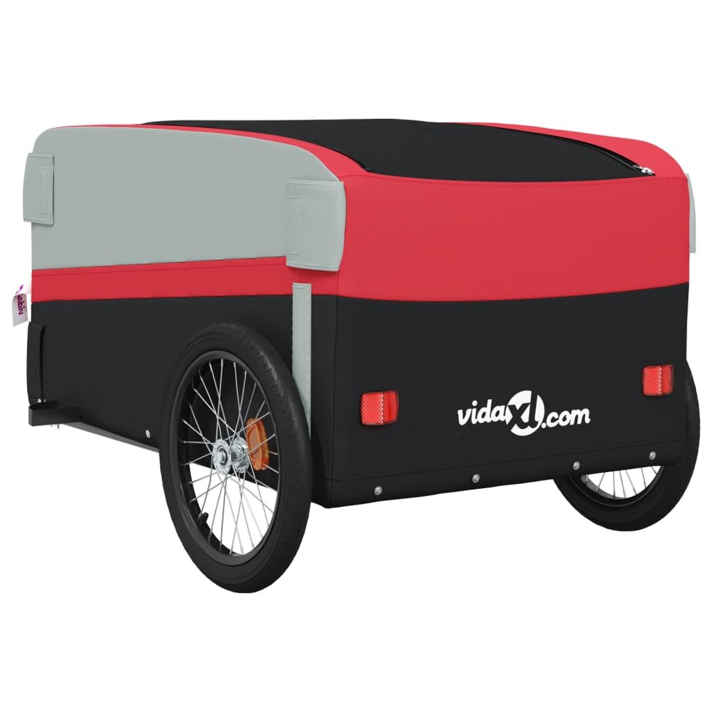 SKM Heavy-Duty Bike Trailer - 45kg Capacity, 14kg Weight - Black & Red Steel Cargo Carrier for Cycling & Outdoor Adventures (Model 4048) | Perfect for Groceries, Camping Gear & Kids Transport