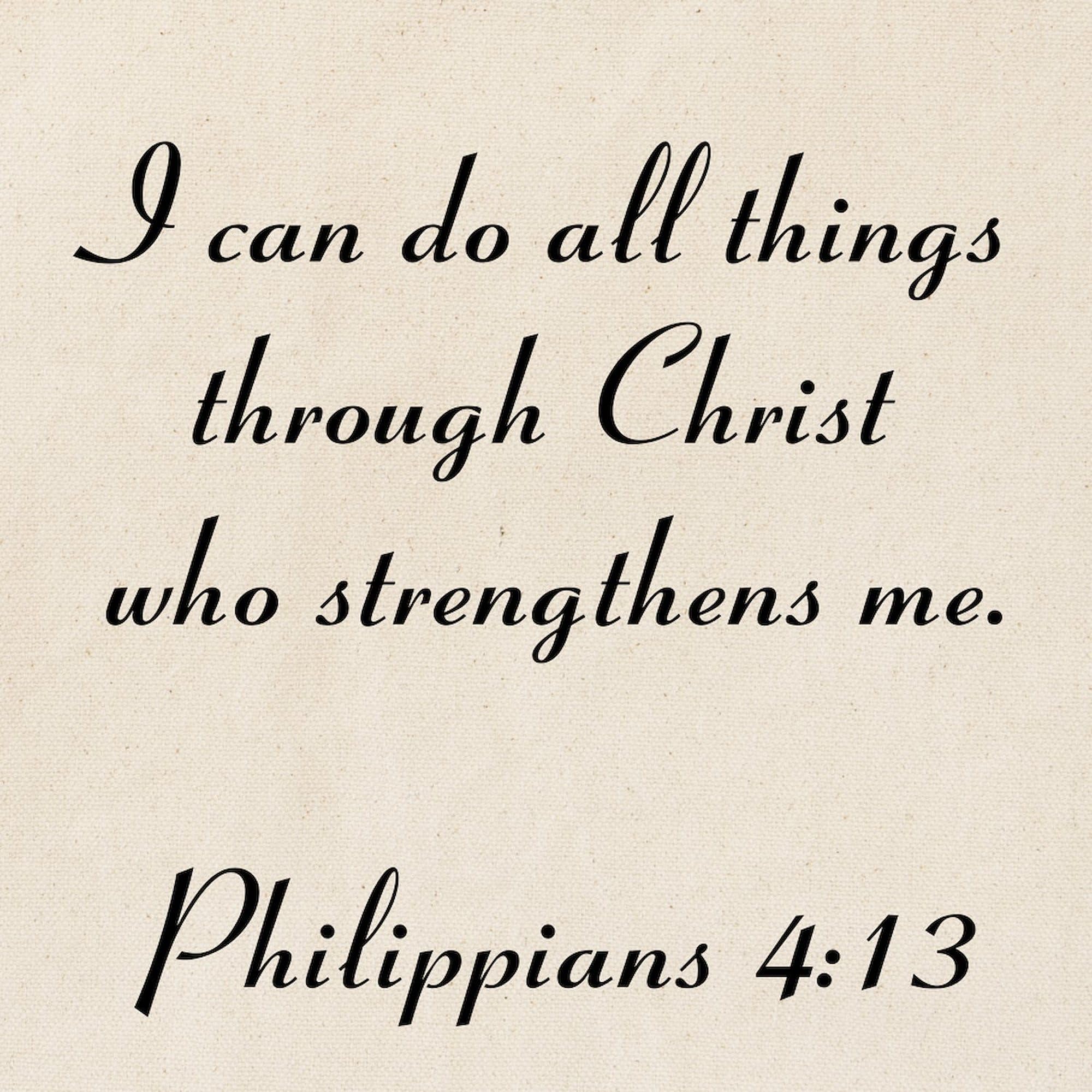 Philippians 4:13 Inspirational Bible Verse Tote Bag - Natural Canvas Reusable Grocery Shopping Bag - Perfect for Church, Bible Study & Daily Errands