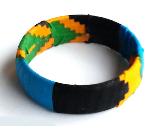 Vibrant Kente Print Bangles - Black, Blue, Green & Orange African Style Bracelets for Women | Perfect for Cultural Events, Weddings & Everyday Fashion Accessories