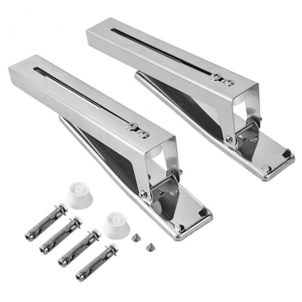 2 Pack Stainless Steel Microwave Oven Wall Mount Bracket - Foldable & Adjustable Kitchen Shelf Rack for Space Saving Storage - Durable Silver Support Frame for Microwave, Spices & Kitchen Supplies - Perfect for Small Kitchens, Apartments & RVs