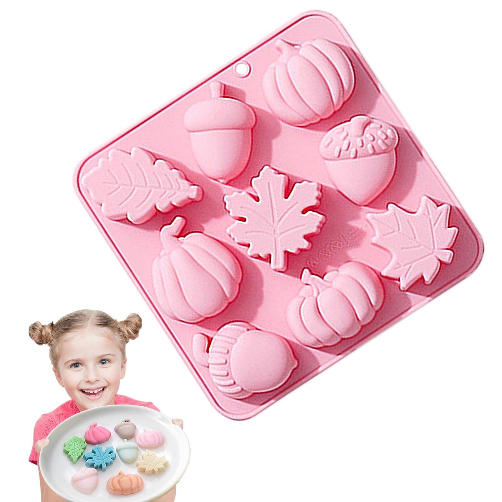 9-Piece Fall Fondant Molds Set - Pumpkin, Leaf & Acorn Silicone Molds for Baking, Autumn Harvest Theme Cake Decorating - Perfect for Pudding, Chocolate, Hard Candies & Desserts (Halloween, Thanksgiving Party Decor)