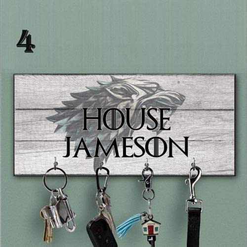Custom Stark House Key Holder - Personalized Gray Wall Key Hanger with Wolf Design | Key Organizer Rack for Game of Thrones Fans | Perfect Anniversary Gift & Wedding Surprise for Home, Office, or Dorm Decor