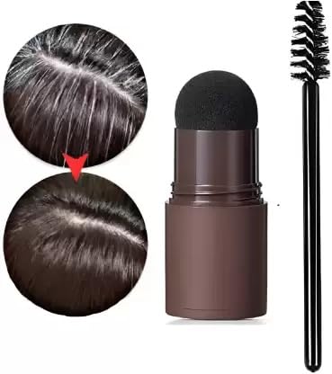 GREEVA Hair Shadow Powder & Hairline Powder Stick - Instant Root Touch-Up for Thinning Hair, Balding & Hair Loss - Quick Cover Hair Fall Concealer (Black) - Perfect for Daily Use, Travel & Special Occasions