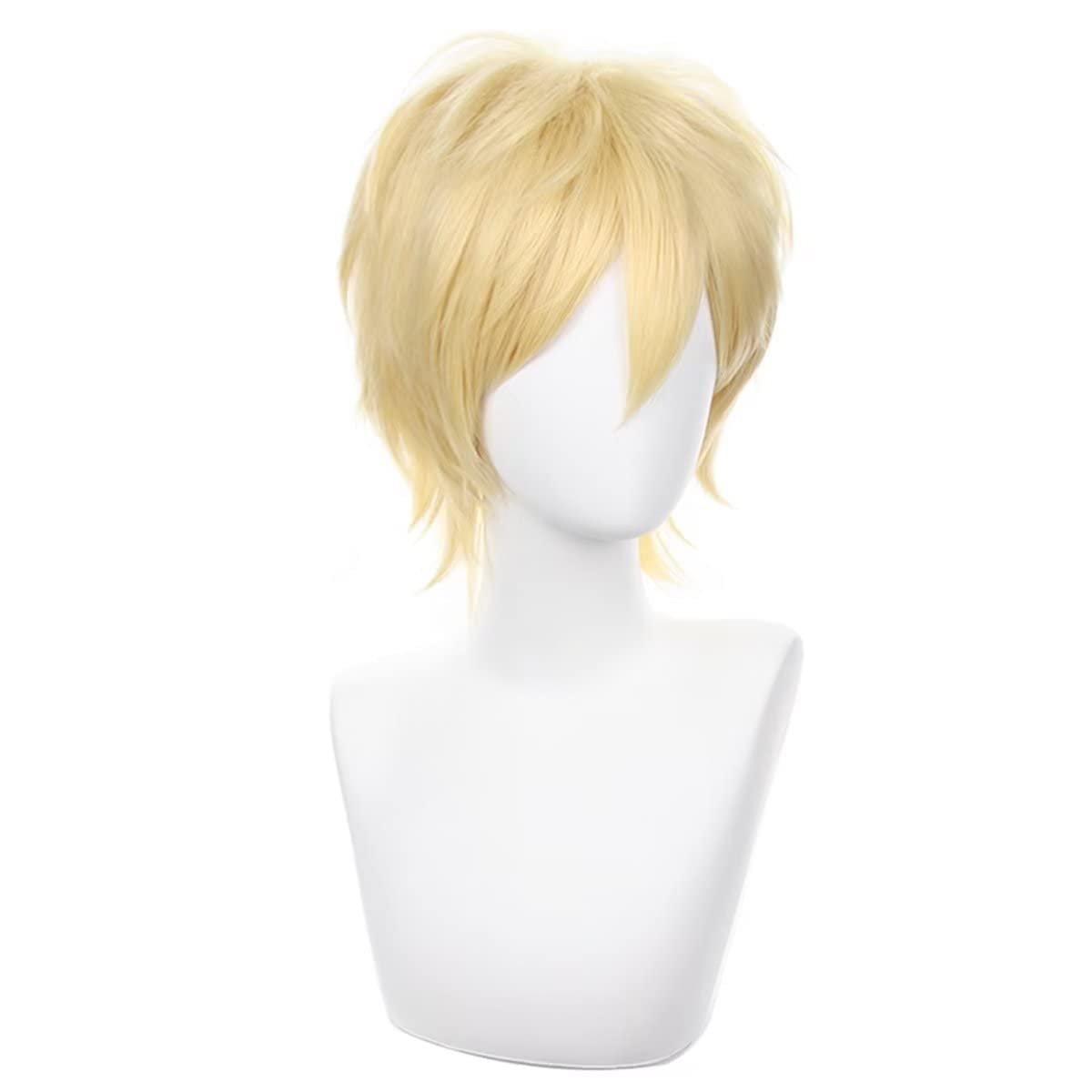 Blonde Cosplay Wig for Men & Women - Short Spiky Fluffy Heat Resistant Synthetic Hair - Perfect for Halloween, Anime Conventions, Costume Parties & Cosplay Events