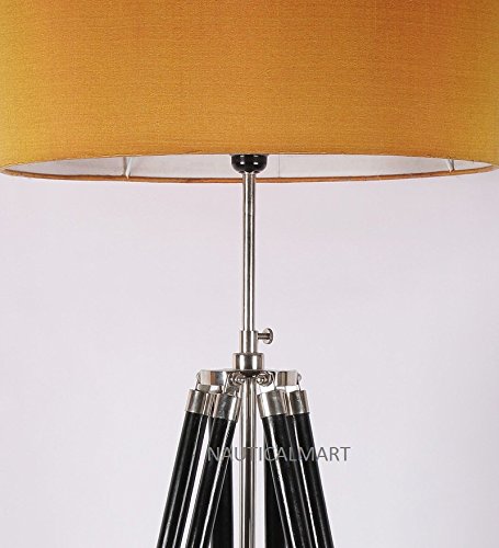 Modern Teak Wood Tripod Floor Lamp with Shiny Finish - Elegant Lighting for Living Room, Bedroom & Office Decor
