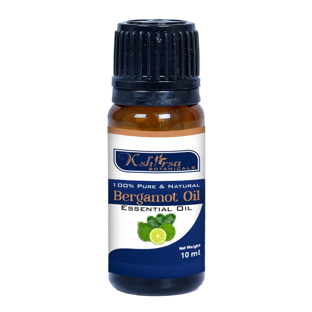 100% Pure & Natural Bergamot Essential Oil (Citrus Bergamia) - 10ml with Euro Dropper for Skin Care, Hair Growth & Aromatherapy - Perfect for Diffusers, Massage & DIY Beauty Products
