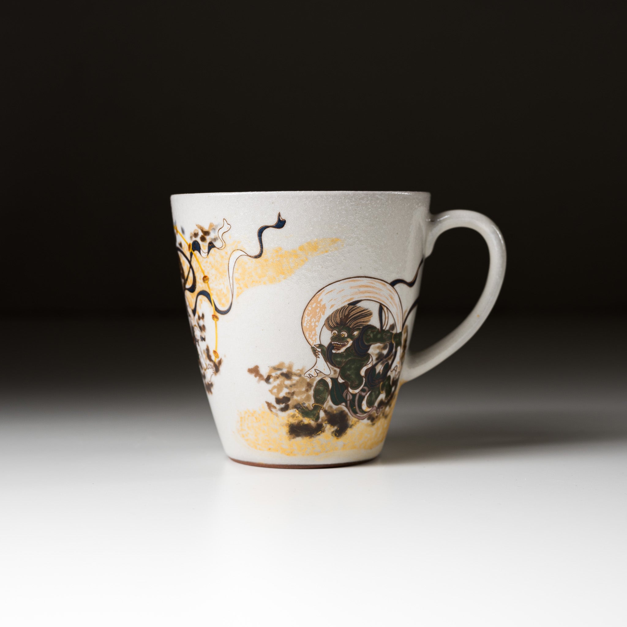 Kutani Ware Fujin Raijin Japanese Traditional Ceramic Mug Cup - Perfect for Tea, Coffee & Home Decor