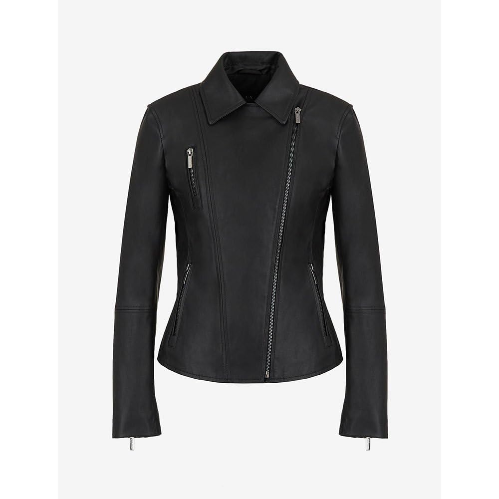 Armani Exchange Women's Eco Leather Moto Jacket - Stylish Vegan Leather Biker Jacket for Women | Perfect for Motorcycle Riding, Night Out & Fall Fashion