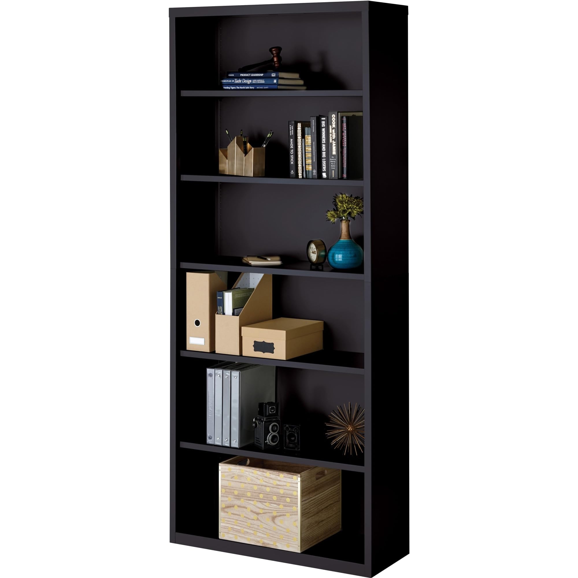 Lorell LLR41294 Fortress Series Steel Black Bookcase - 34.5