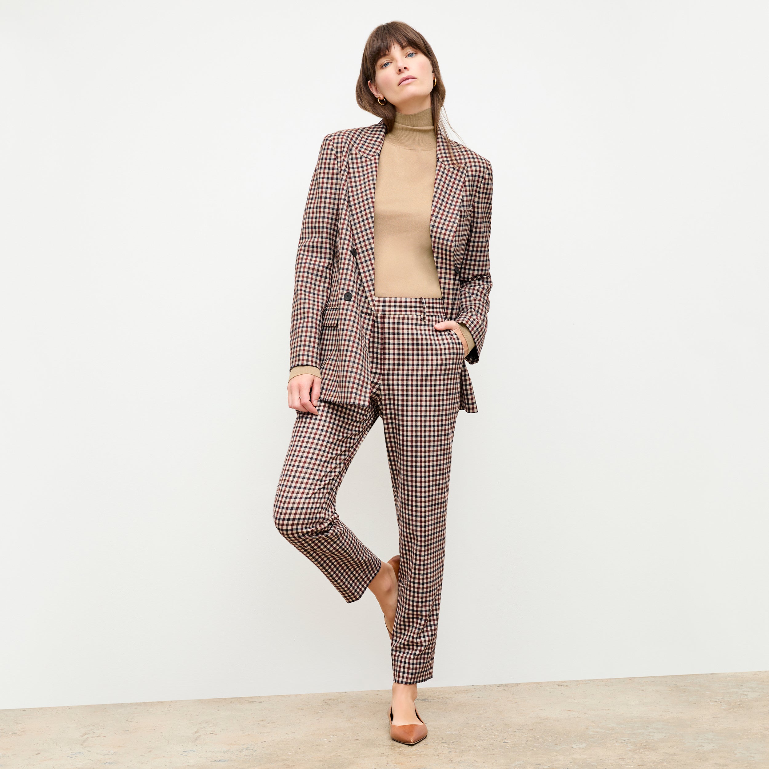 Mejia Men's Windowpane Sharkskin Dress Pants - Classic Business Casual Trousers for Office Work & Formal Events