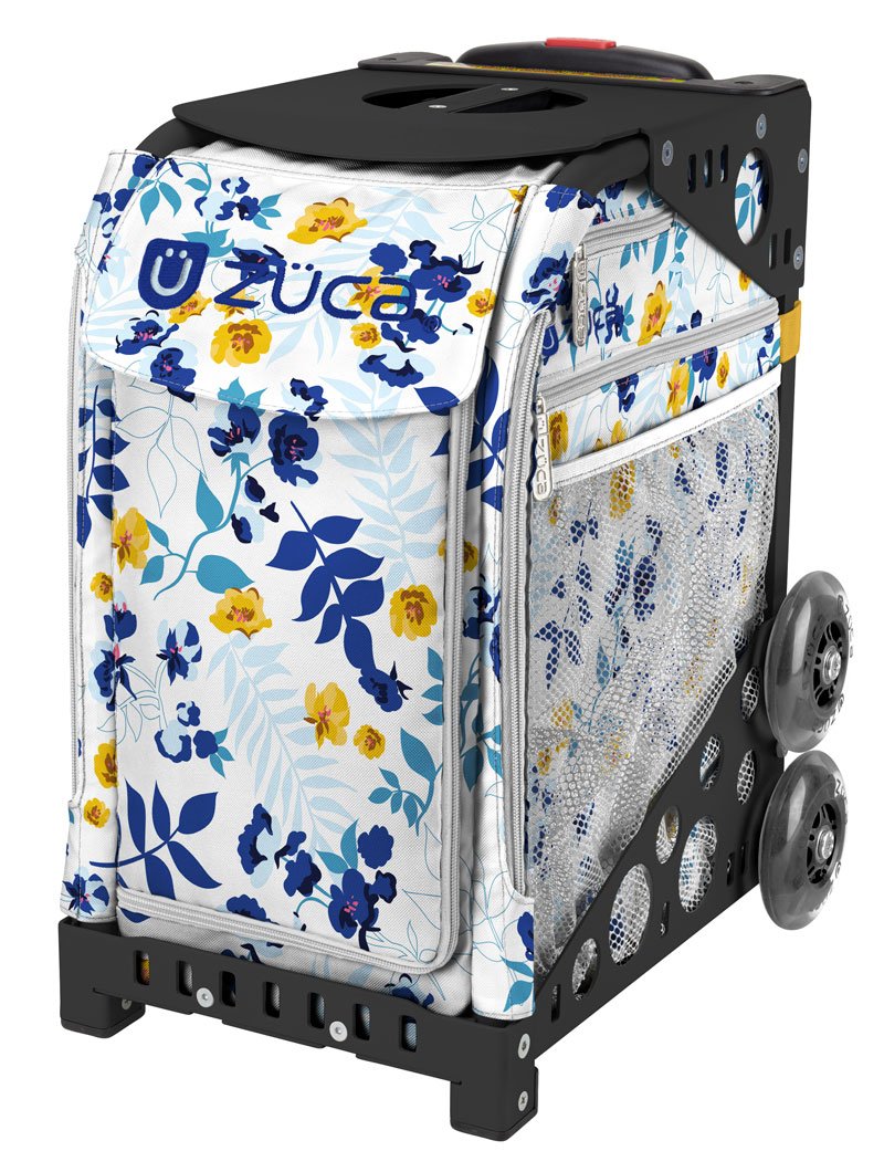 ZUCA Sport Bag - Boho Floral Design with Black Non-Flashing Wheels Frame - Perfect for Gym, Travel & Dance Practice