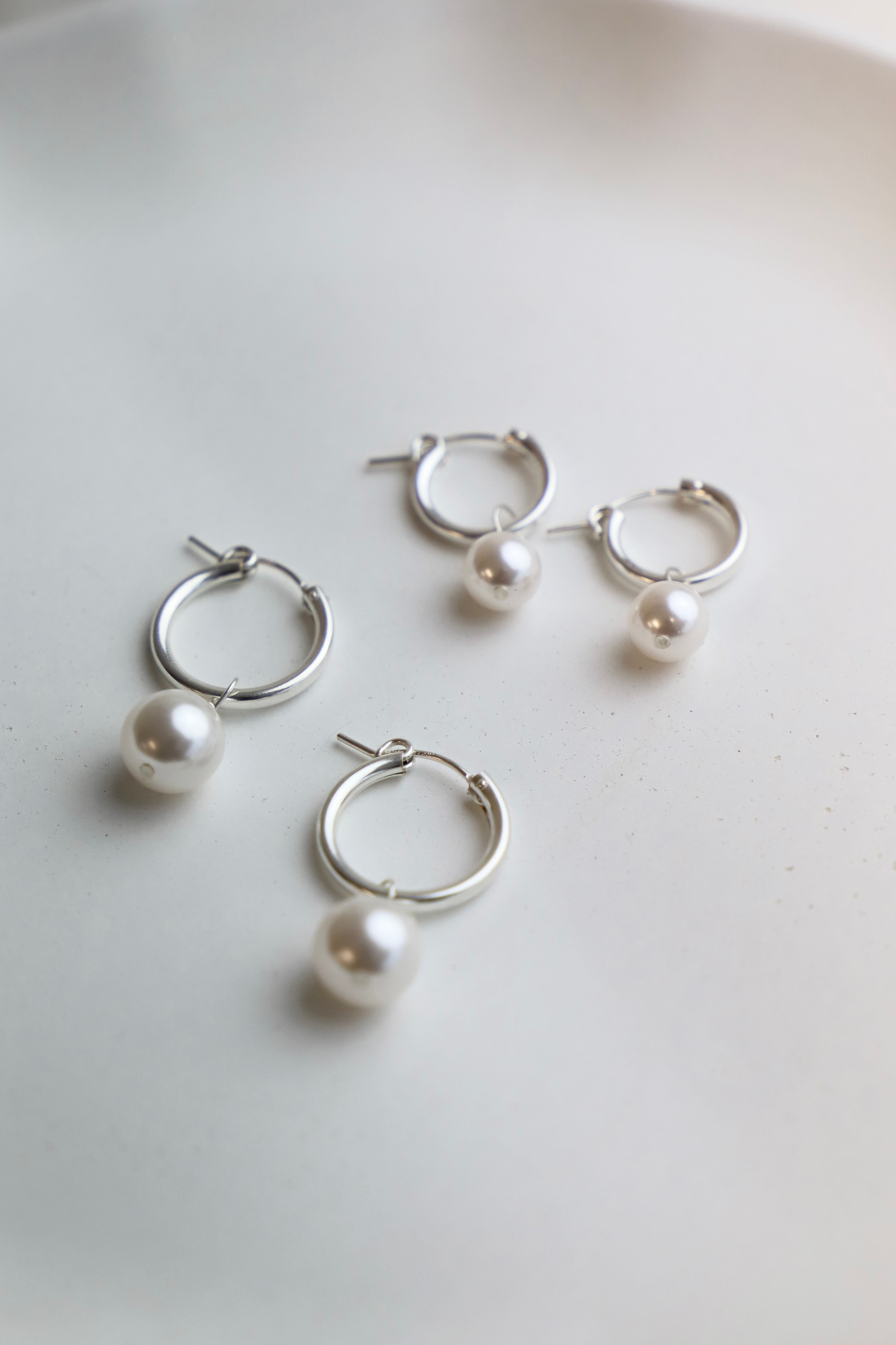 Audrey Pearl Hoop Earrings - Sterling Silver Dangle Earrings for Women, Perfect for Parties, Weddings & Everyday Wear