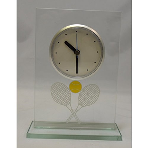 Tennis Themed Glass Desk Clock - 7.5