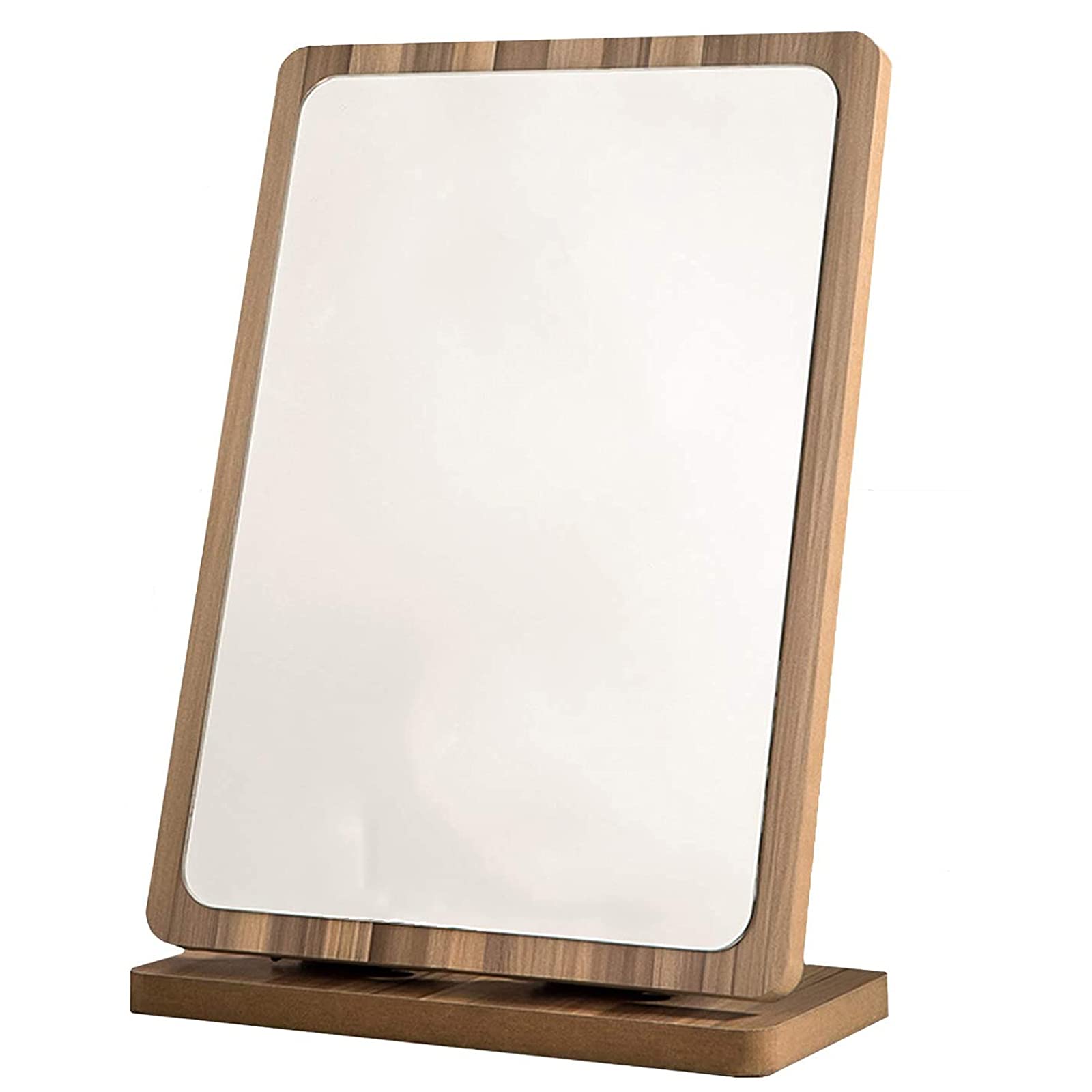 Premium Wooden Vanity Mirror with 90° Rotation - Portable HD Makeup Mirror for Bedroom, Office & Dressing Table - Solid Wood Texture Cosmetic Mirror for Daily Makeup & Skincare Routine