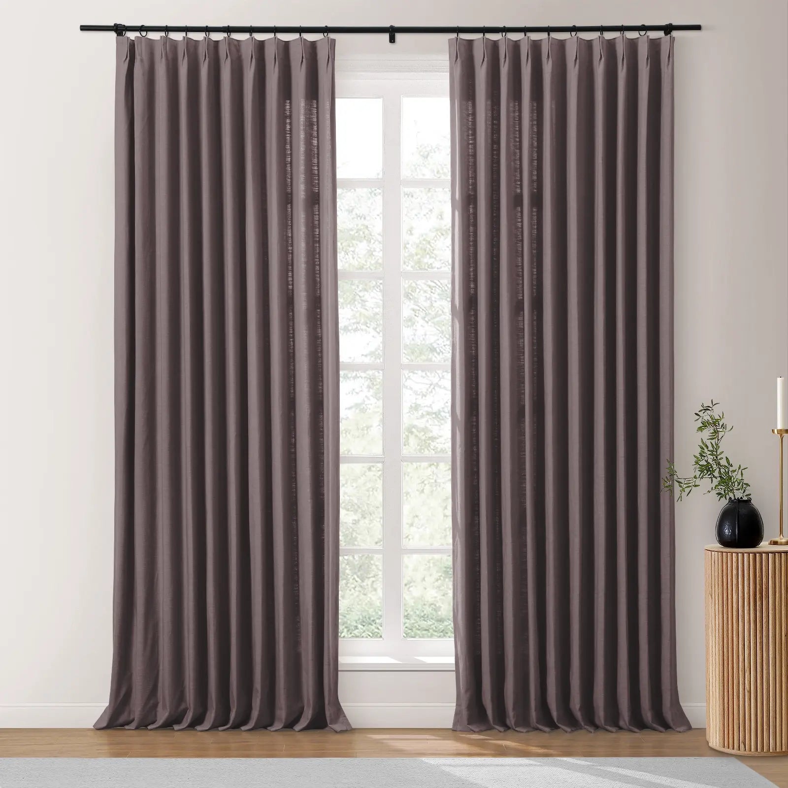 Isabella Heavyweight Cotton Blackout Curtains - Thermal Insulated Pleated Drapes for Living Room & Bedroom - Noise Reducing & Energy Saving Home Decor