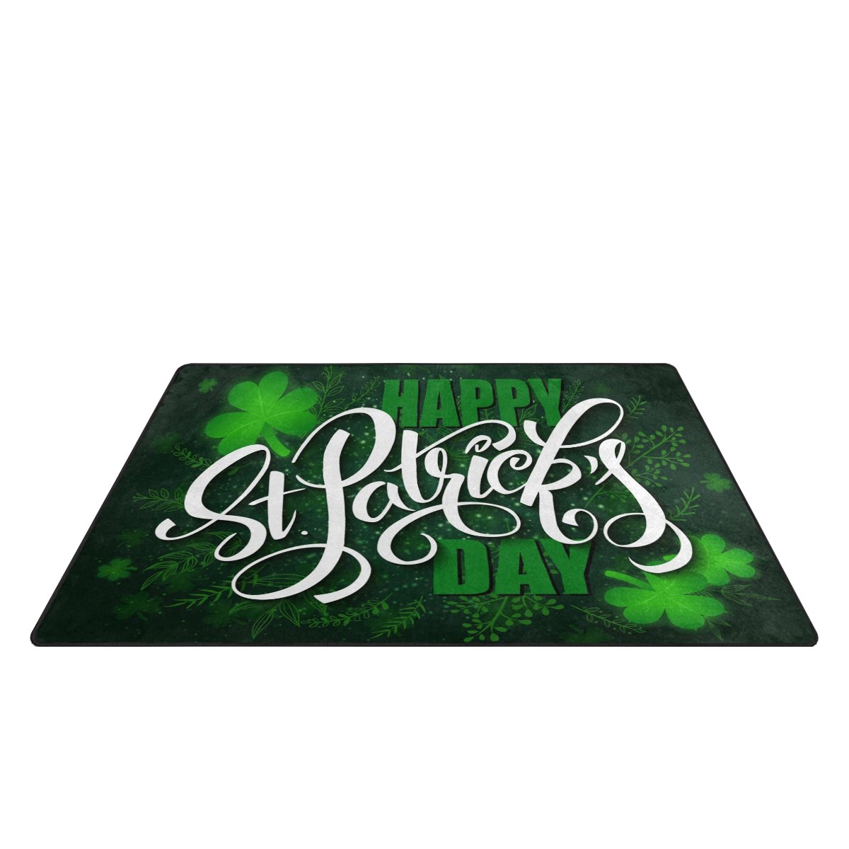 ALAZA St. Patrick's Day Green Clover Printed Area Rug 20x31 Inch - Non-Slip Lightweight Foam Door Mat for Living Room, Bedroom, Kitchen & Bathroom Decor | Perfect for Holiday Home Decor & Irish-Themed Parties
