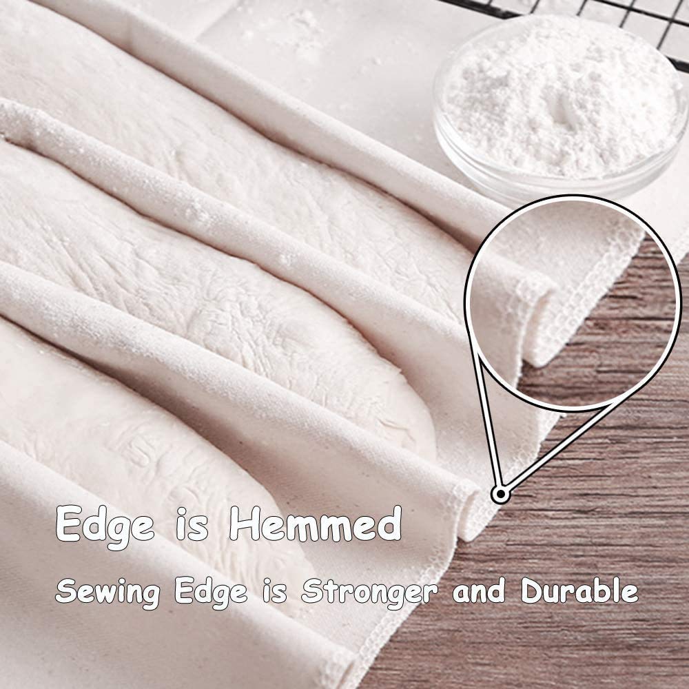 2PCS 100% Pure Cotton Bakers Couche Cloth - Professional Proving Linen for Baguette, Bread & Loaf Dough (30
