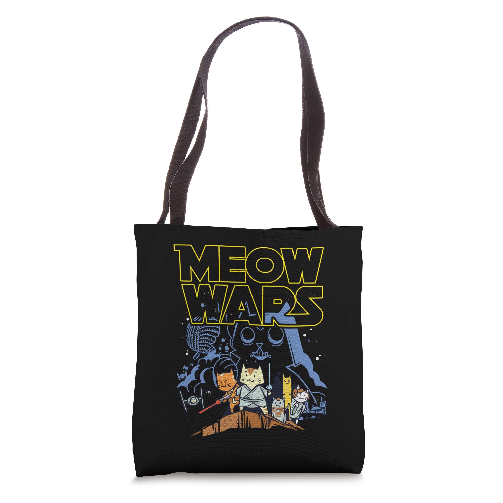 Meow Wars Cat Themed Tote Bag - Cute Gifts for Cat Lovers - Perfect for Shopping, Work & Cat Lover Outings