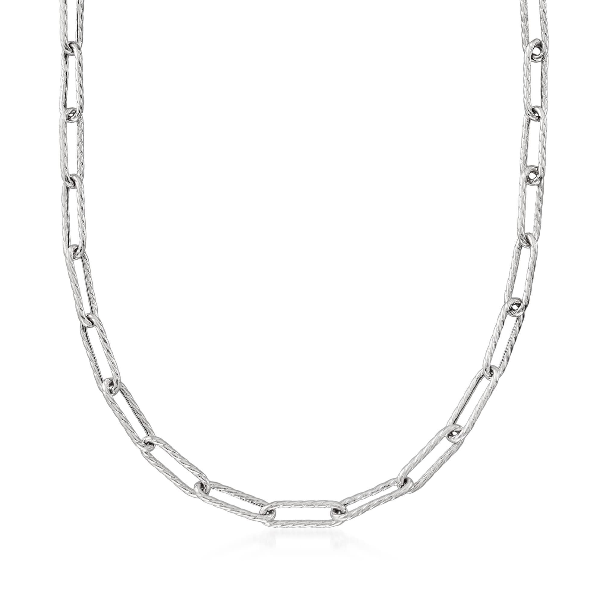 Ross-Simons Italian Sterling Silver Twisted Paper Clip Link Necklace for Women - Elegant Layered Chain Jewelry for Everyday Wear & Special Occasions