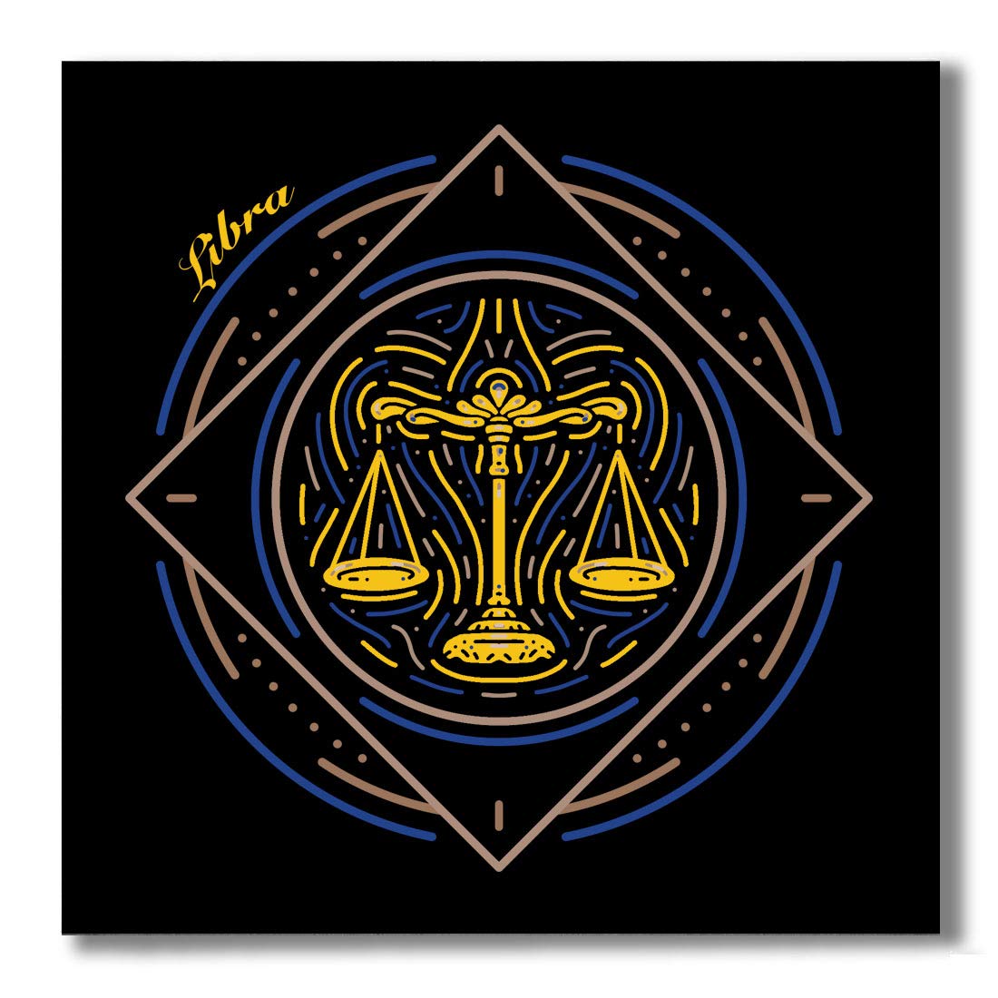 Libra Zodiac Sign Ceramic Tile - Elegant Coaster, Hot Plate, Trivet & Home Decor - Perfect for Kitchen, Dining Table & Zodiac-Themed Gifts