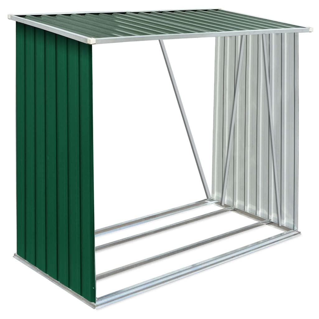 CHARMMA Heavy-Duty Galvanized Steel Firewood Storage Shed - 64.2