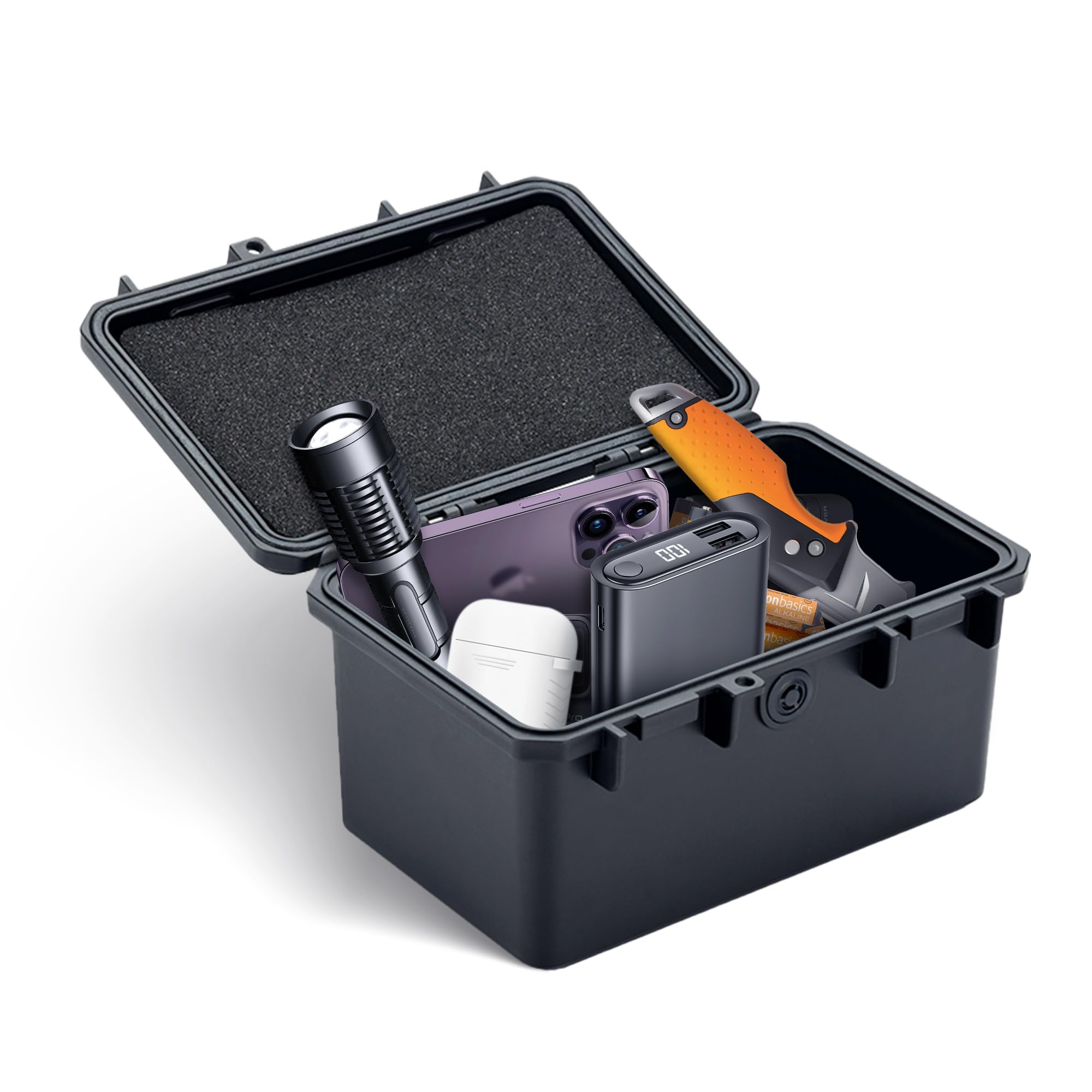 KIWIFOTOS IP67 Waterproof Dry Box - Shockproof Hard Case for Outdoor Gear Storage | Perfect for Boating, Kayaking, Camping, Diving, Fishing & Hiking | Safely Protects Cameras, Phones & Electronics from Water, Dust & Impact