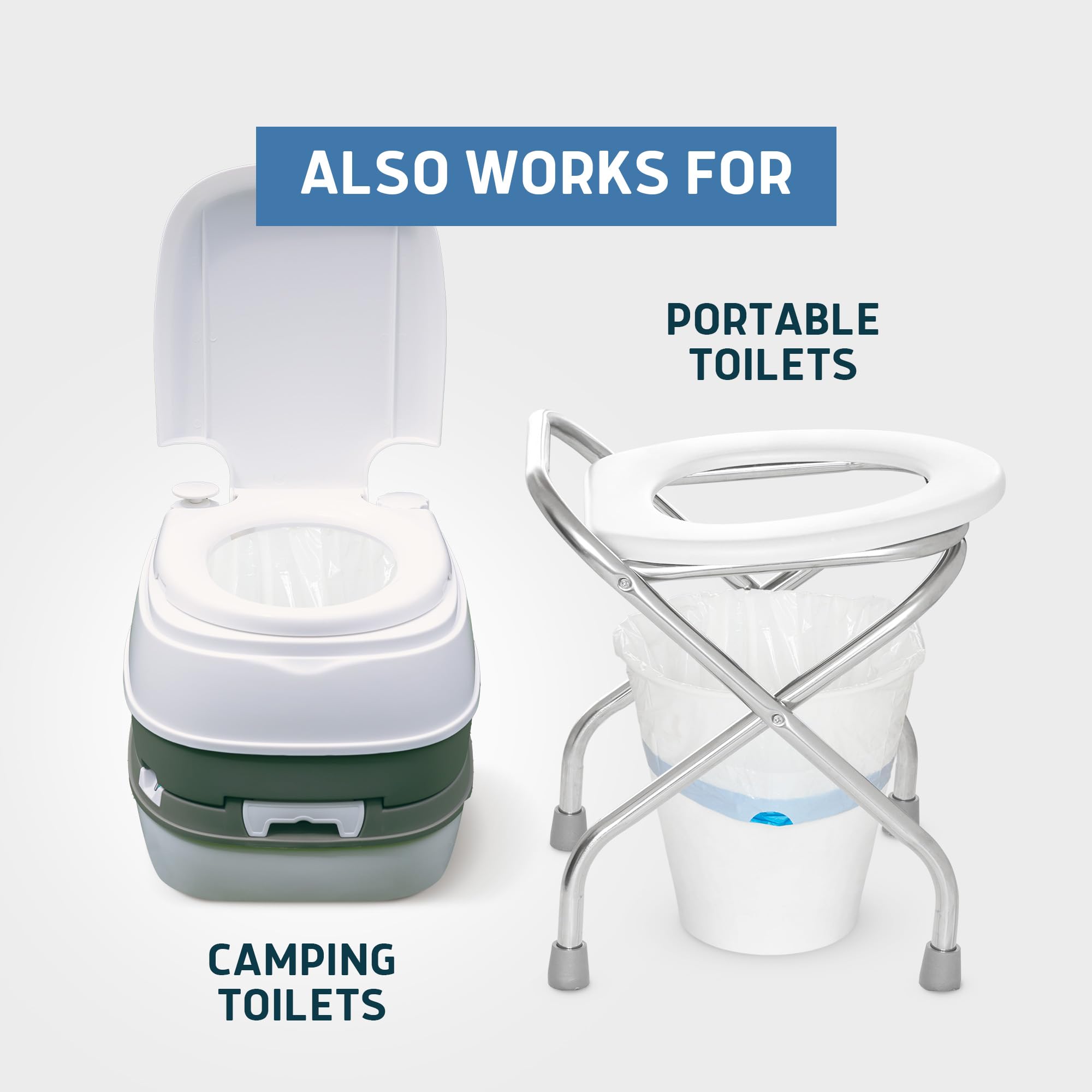 Lunderg Commode Liners - Value Pack 250 Count, Universal Fit Disposable Toilet Bags for Adult Commode Chair, Portable Toilet & Camping - Medical Grade, Odor Control - Ideal for Home Care, Travel & Outdoor Use