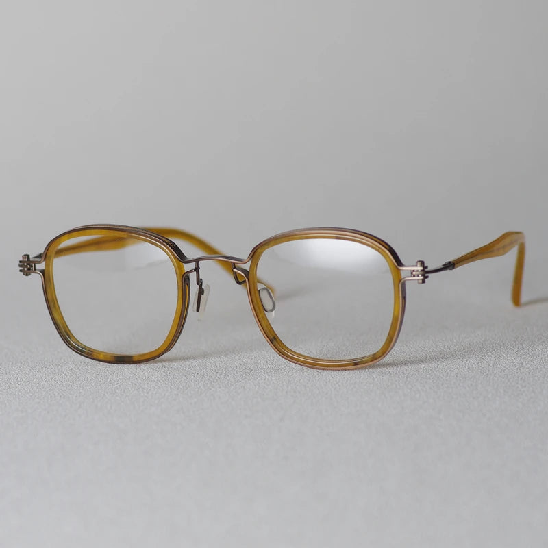 Aimee Men's Full Rim Square Titanium Acetate Eyeglasses 5863 - Lightweight Durable Frame for Work, Reading & Everyday Use