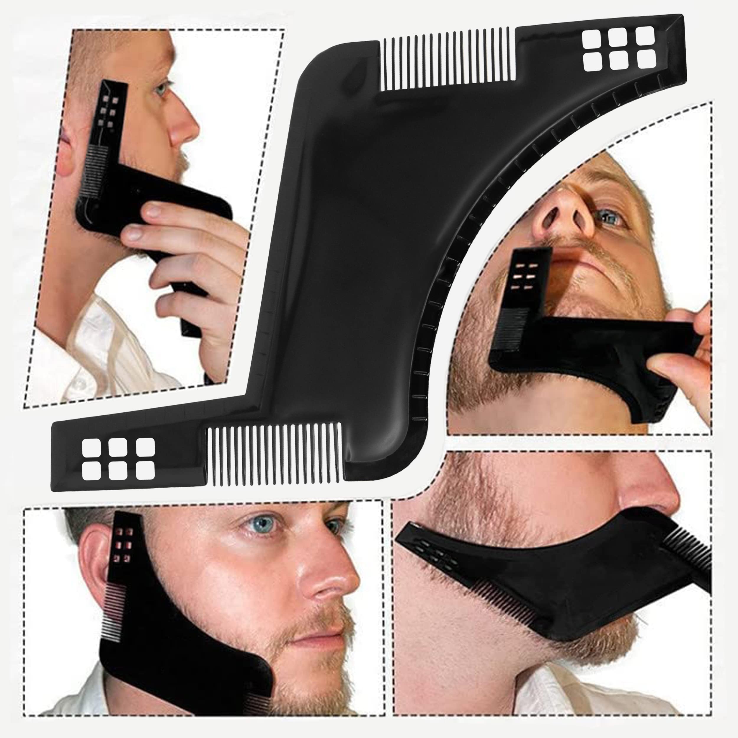 MAPPERZ 2-in-1 Beard Shaper & Comb for Men - Professional Grooming Tool for Home & Salon Use (Black) - Perfect for Beard Trimming, Shaping & Styling