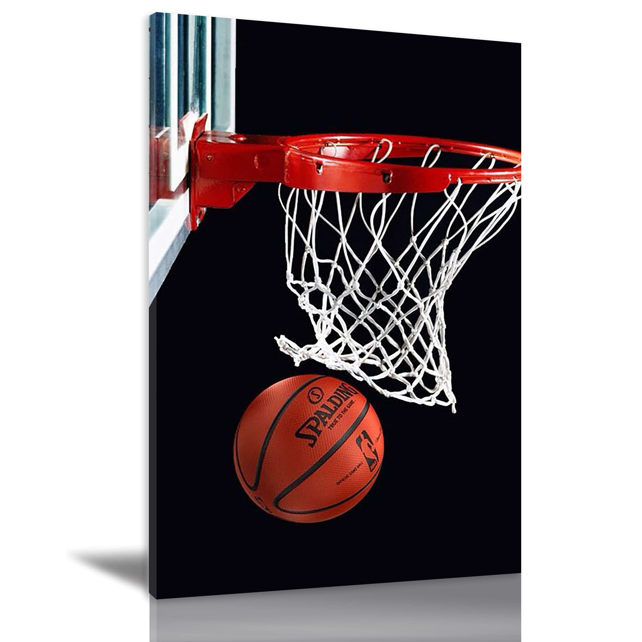 Basketball Hoop Abstract Oil Painting on Canvas - Framed Wall Art Decor for Living Room, Bedroom, Office - 20x30 Inch - Perfect for Sports Fans, Game Room & Man Cave Decor