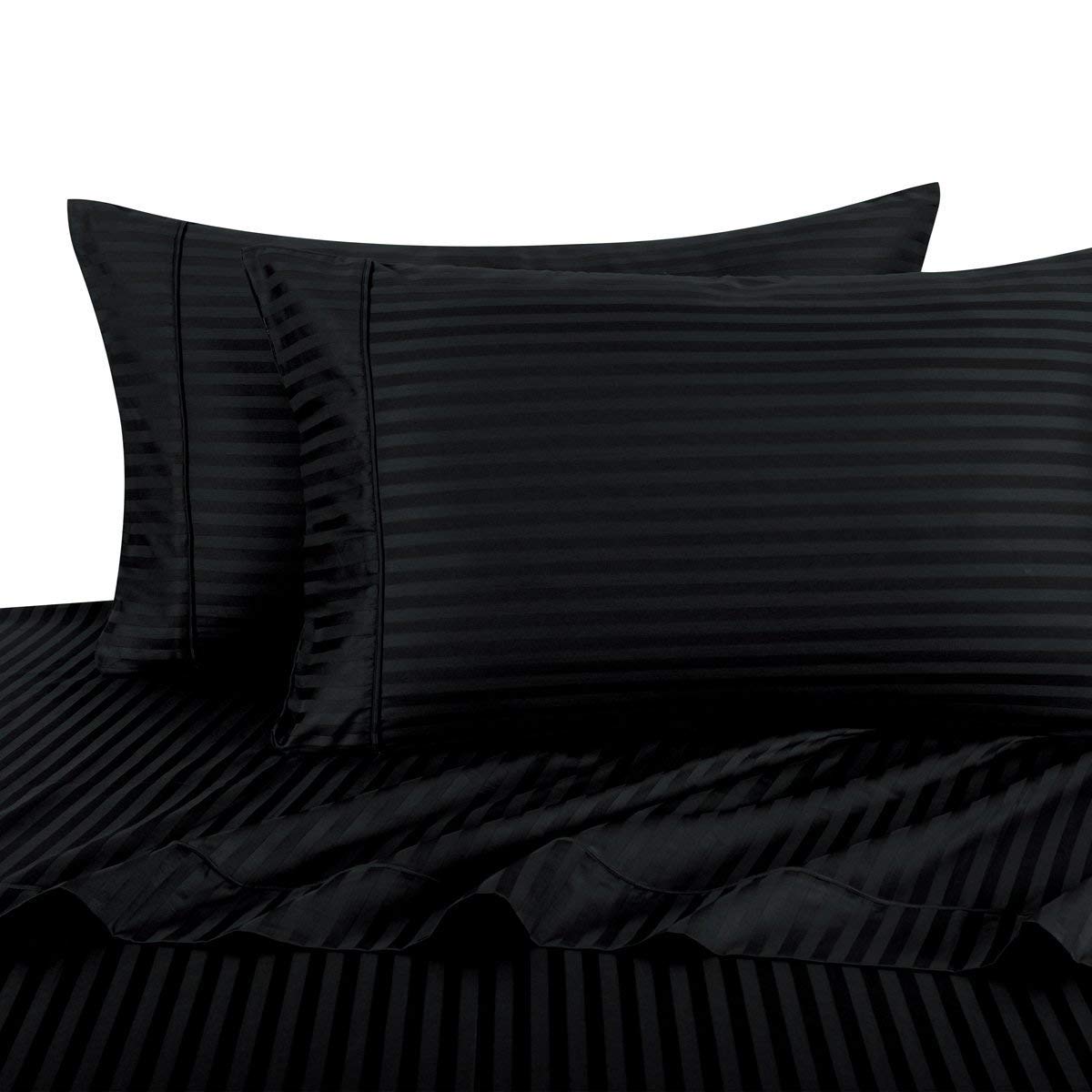 Premium 2-Pack Black Stripe Pillowcases - 100% Cotton, 300 Thread Count Sateen Weave - Standard Size Bed Pillow Covers for Hotel Luxury & Home Comfort - Perfect for Master Bedroom, Guest Room & Airbnb Stays