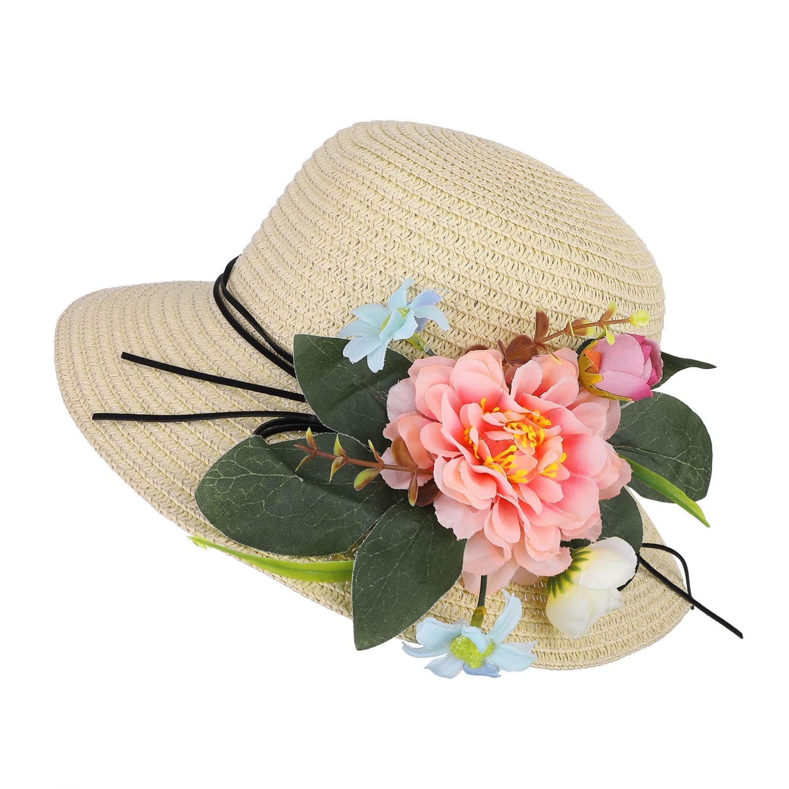 Kids Sun Hat for Girls & Boys - Wide Brim Floppy Beach Hat with Flower Design - UPF 50+ Sun Protection for Summer - Perfect for Beach, Pool & Outdoor Play (Ages 2-6 Years)
