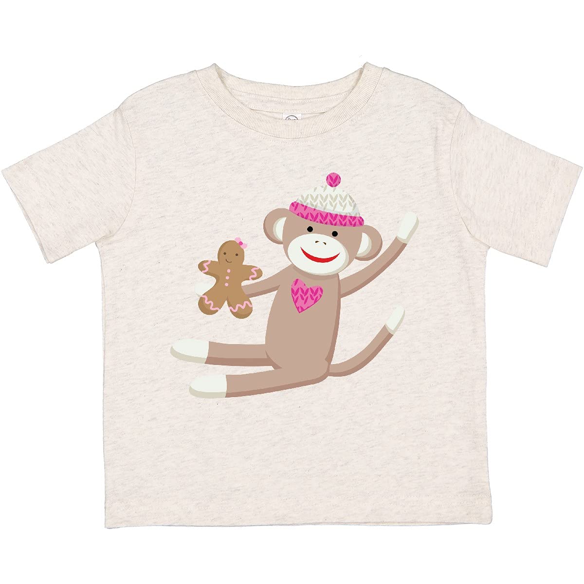 Inktastic Sock Monkey Gingerbread Toddler T-Shirt - Cute Holiday Christmas Outfit for Babies & Toddlers - Perfect for Family Photos, Xmas Parties & Festive Celebrations