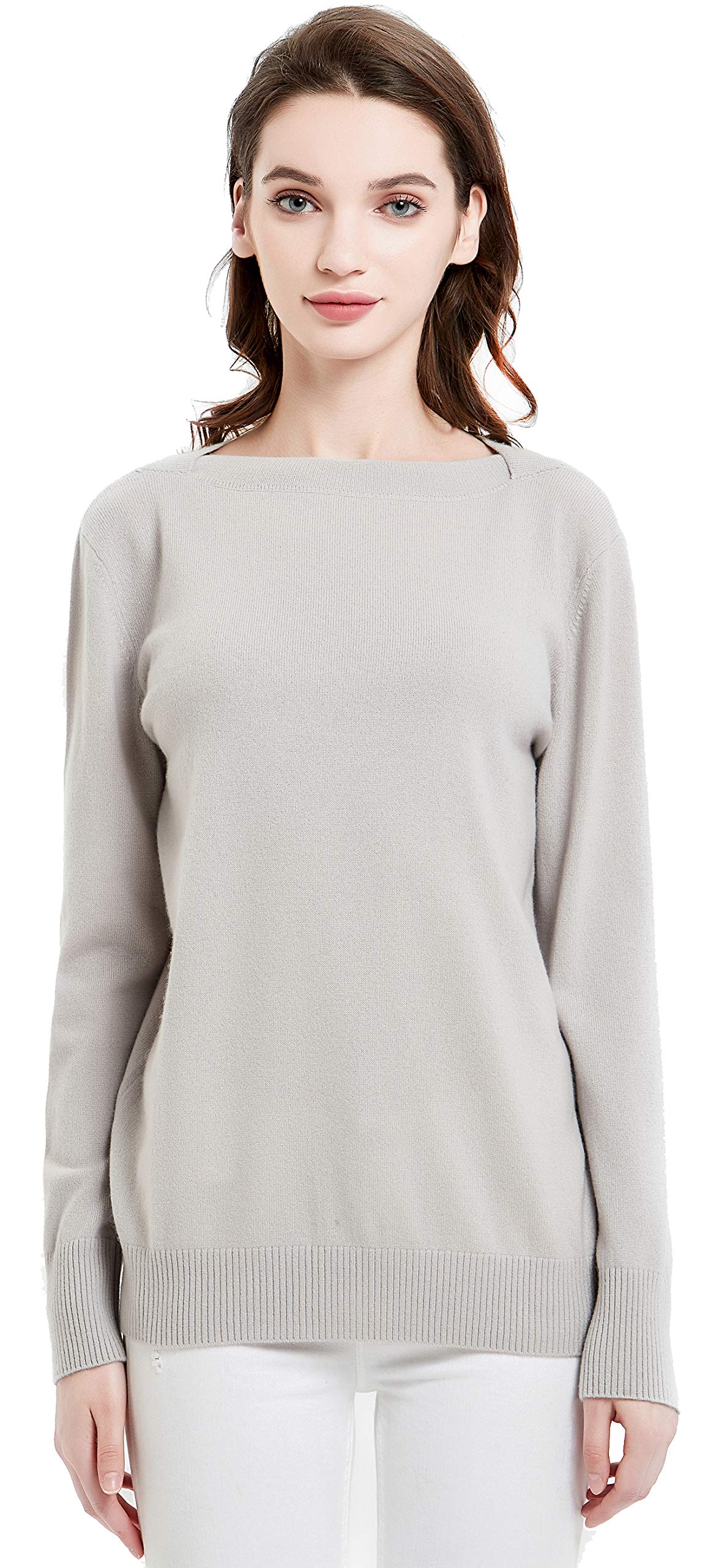 100% Pure Cashmere Women's Boatneck Pullover Sweater - Soft & Comfy Winter Knit Top for Office, Travel & Casual Wear