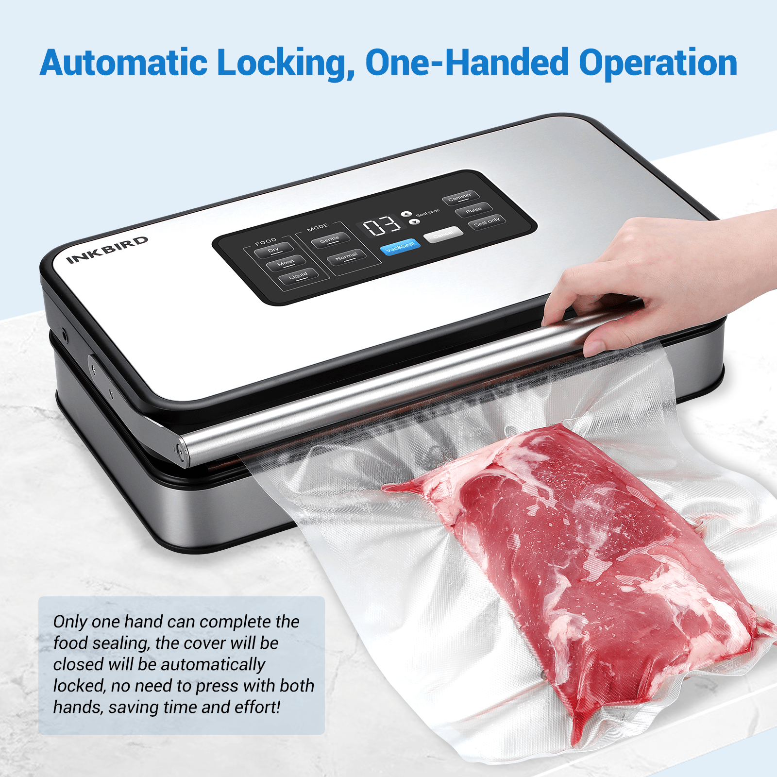 INK VS04 Vacuum Sealer Machine for Food Preservation - Compact & Powerful, Perfect for Meal Prep, Sous Vide, and Long-Term Food Storage