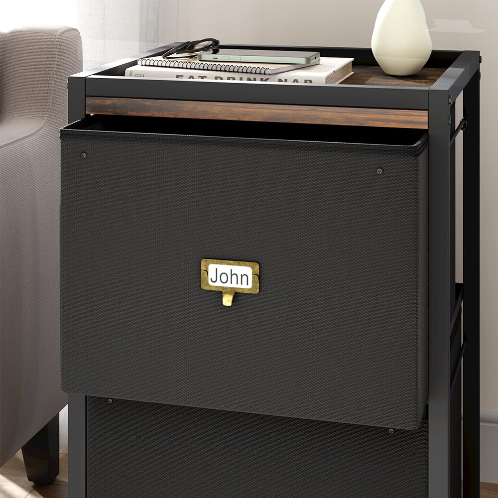 GAOMON 2-Drawer Mobile File Cabinet - Letter & A4 Size Vertical Storage with Wheels - Black Fabric Under Desk Organizer for Home Office | Perfect for Document Storage & Workspace Organization