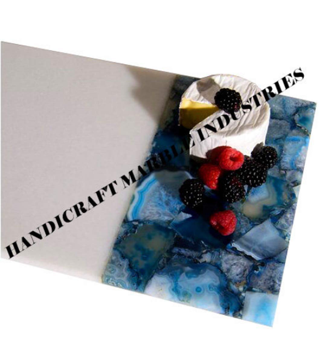 Premium White Marble & Blue Agate Stone Cutting Board Set - Durable Marble Chopping Board with Agate Stone Platter for Cheese, Charcuterie & Food Presentation - Perfect for Kitchen, Entertaining & Gourmet Dining
