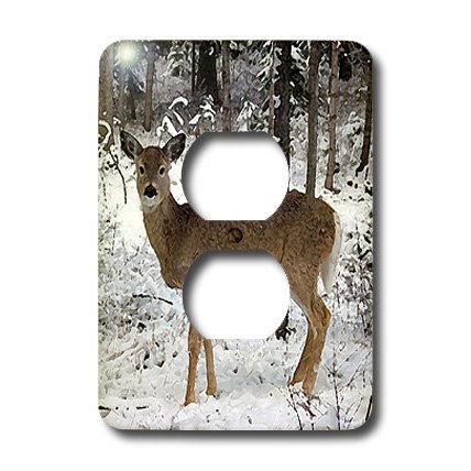 3D Rose Deer Design 2 Plug Outlet Cover - Decorative Electrical Outlet Cover for Home, Nursery & Kids Room Safety - Perfect for Childproofing and Wall Decor