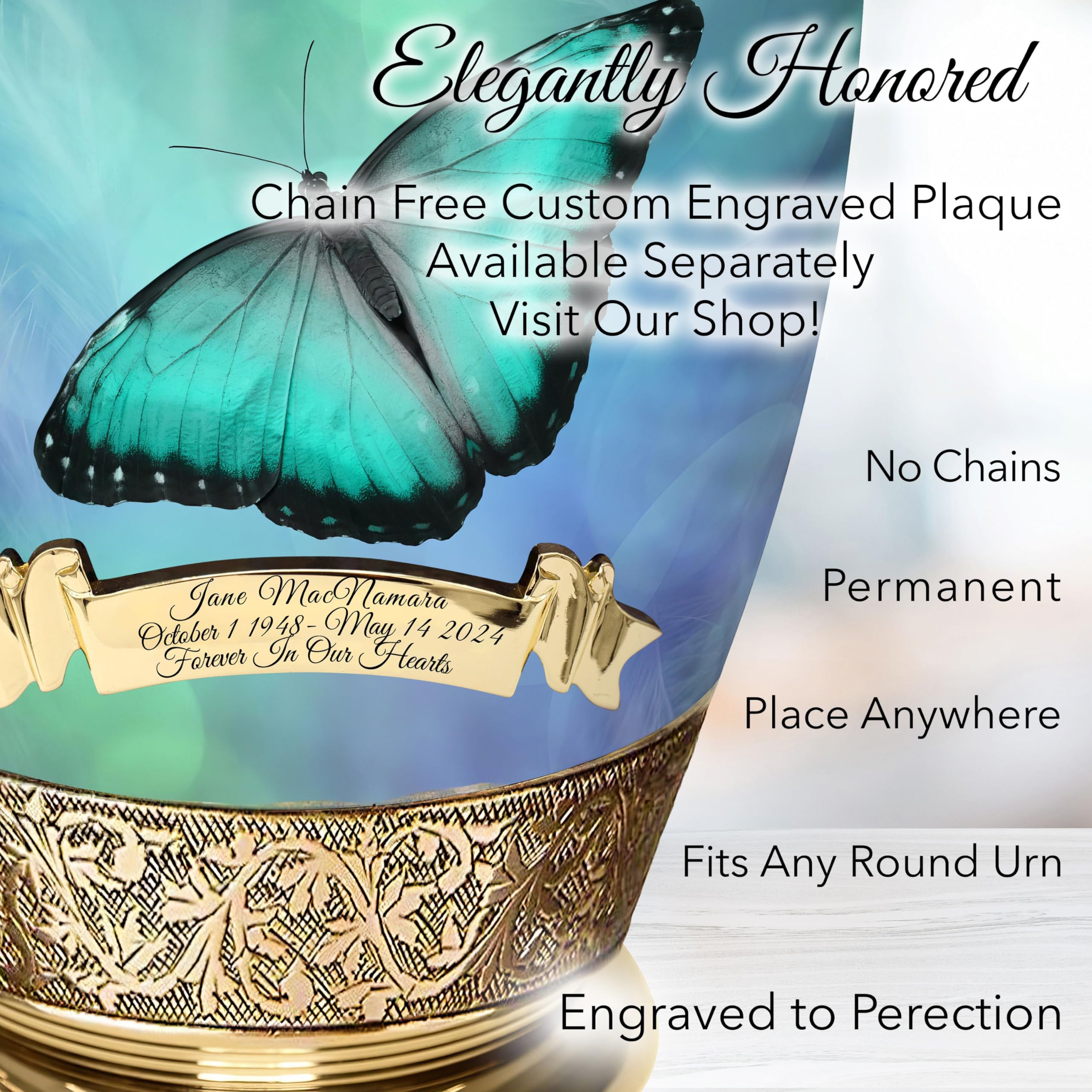 Extra Large Butterfly Cremation Urn for Ashes - Personalized Memorial Urn for Women, Handcrafted Adult Female Ashes Container - Decorative Keepsake for Home Memorial, Funeral Display & Celebration of Life Ceremony