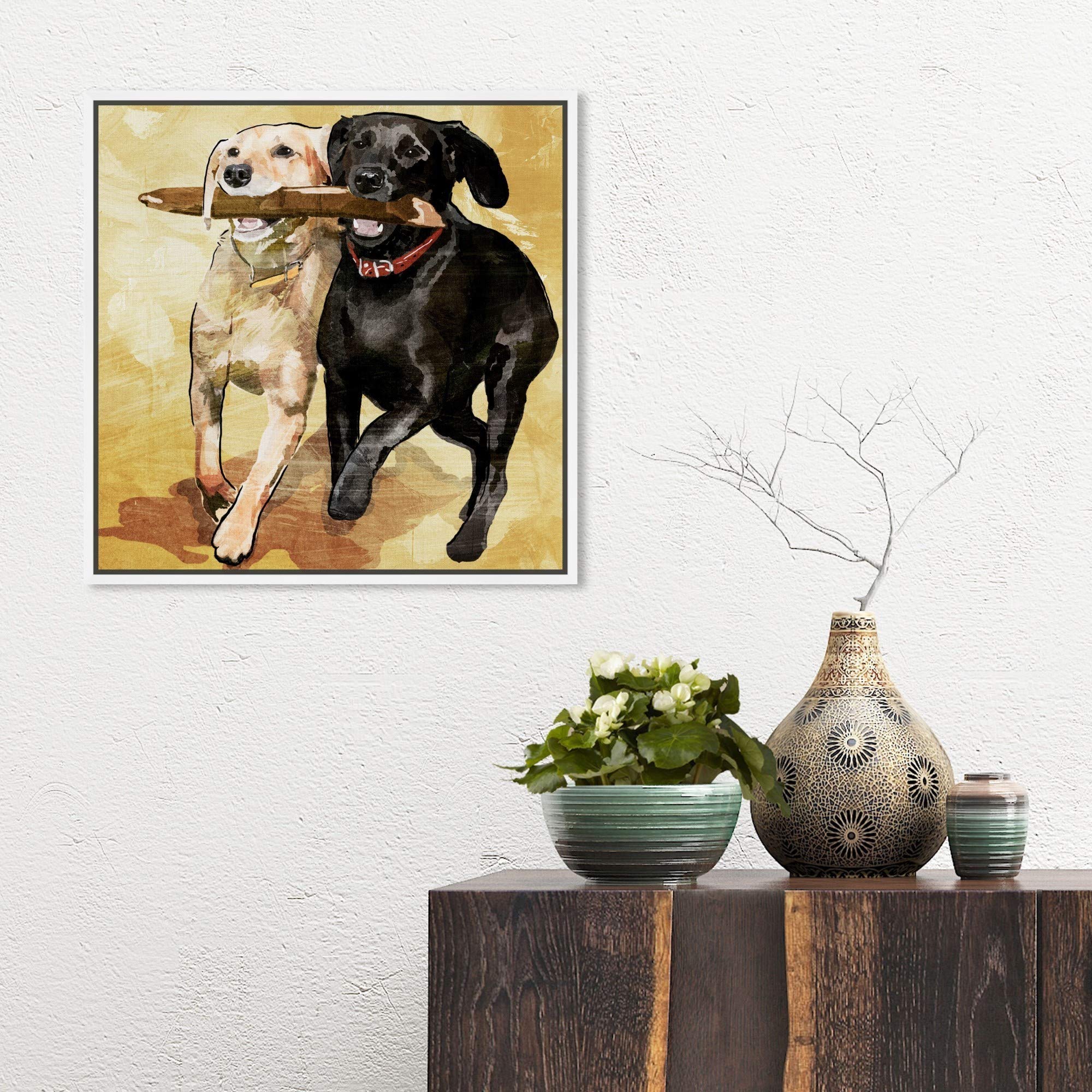 Playtime Dogs and Puppies - Animals Framed Wall Art Canvas Prints for Living Room, Bedroom & Office Decor