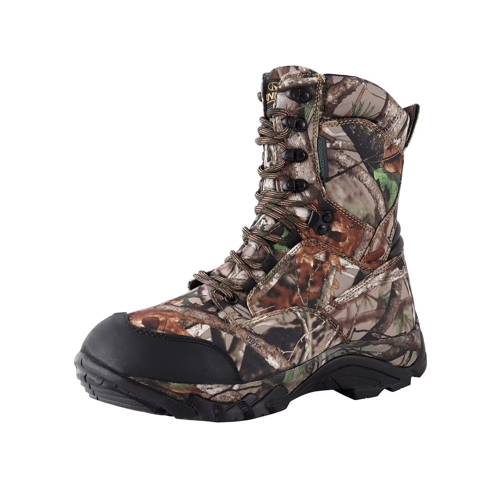 R RUNFUN Men's Waterproof Hunting Boots - 8 Inch Insulated Hiking & Work Boots with 400g Thinsulate, Lightweight Non-Slip Outdoor Shoes for Winter Hunting, Camping & Construction Work
