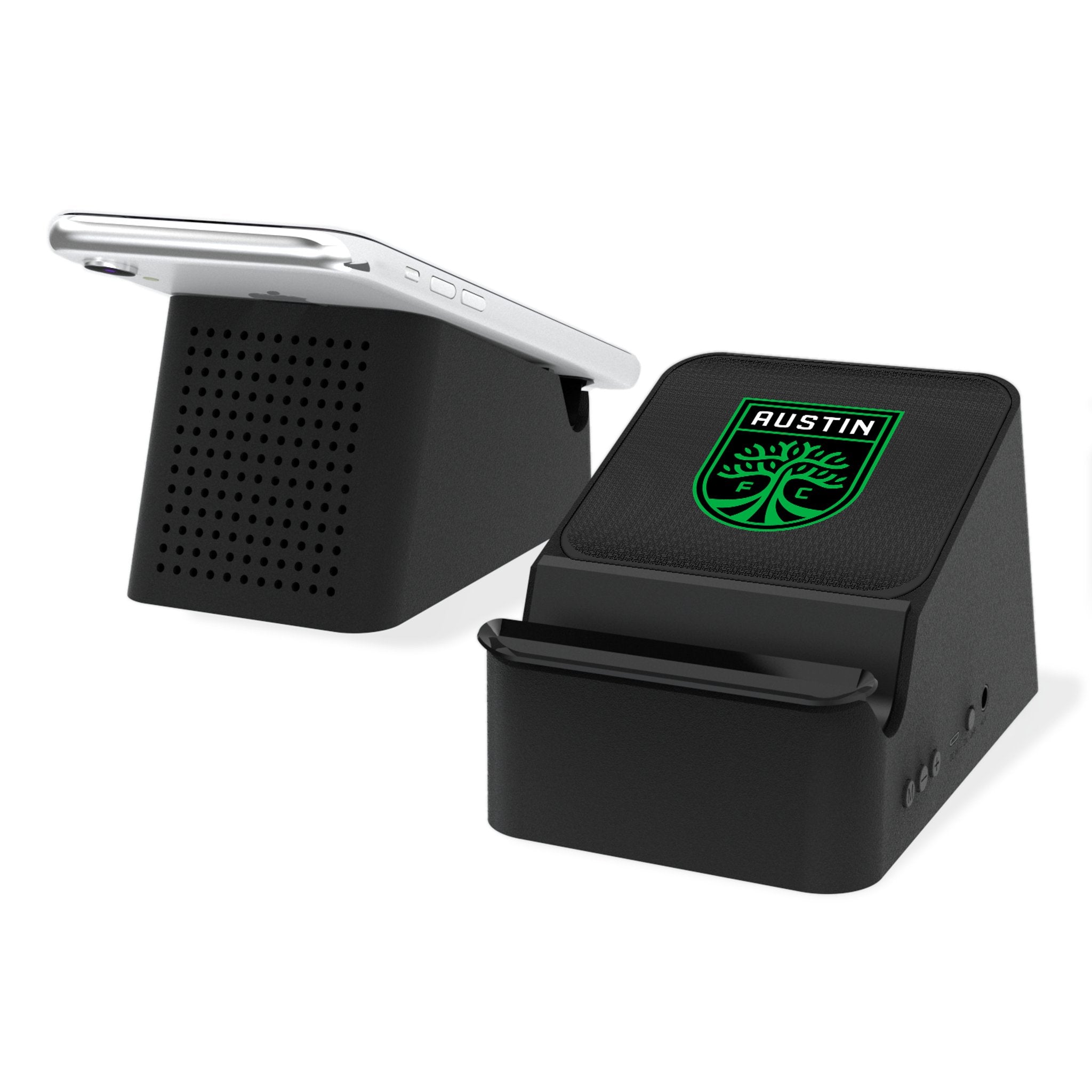 Austin FC Wireless Charging Station with Bluetooth Speaker - Fast Qi Charger & Premium Sound for Home, Office, and Travel