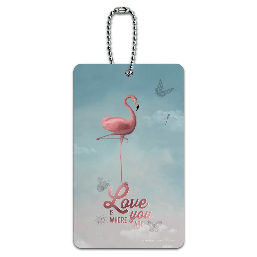 Flamingo Love is Where You Are Luggage Tag - Cute Suitcase ID Tag for Carry-On Bags - Perfect for Travel, Vacation & Airport Identification