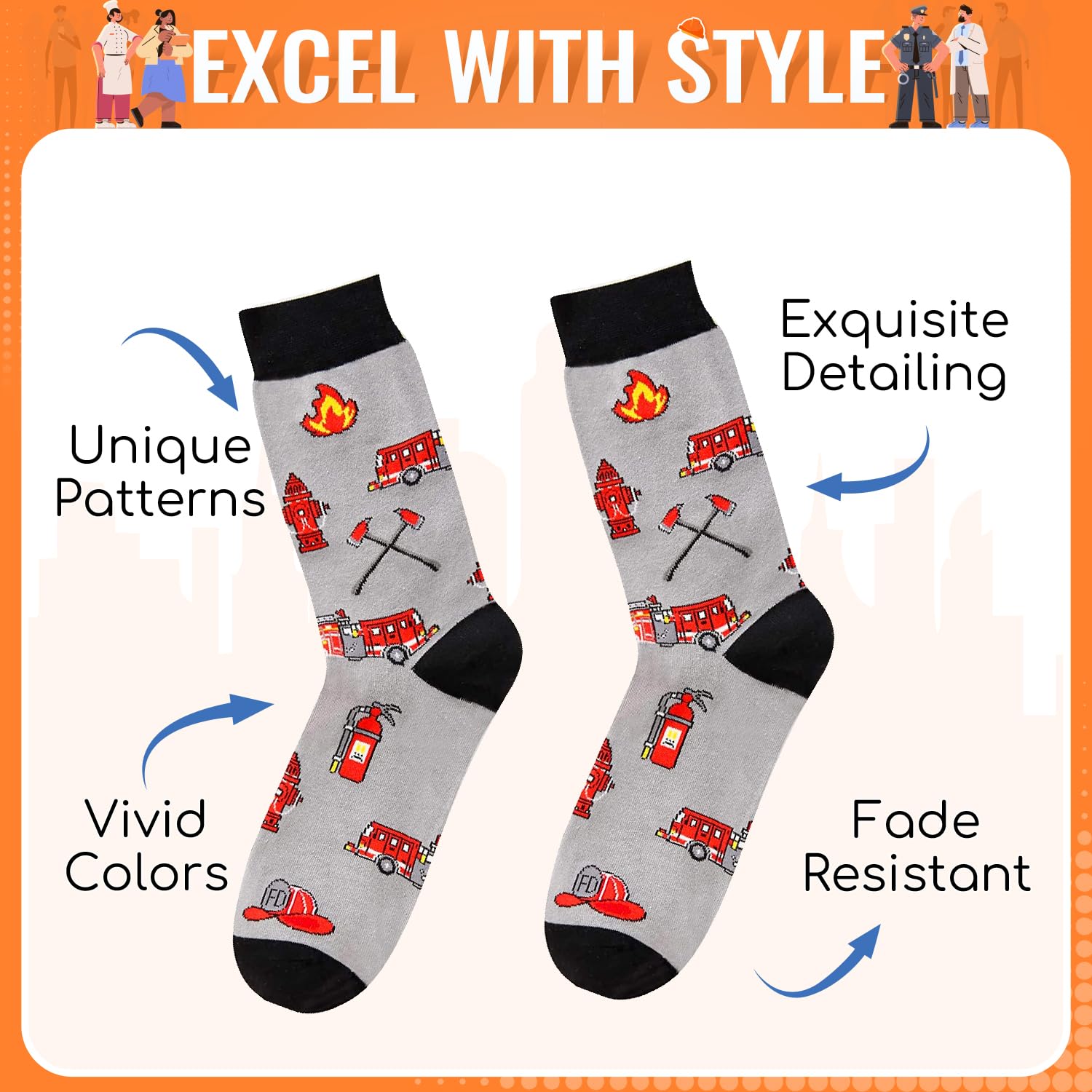 Funny Novelty Socks for Firefighters, Lawyers, Veterinarians, Dentists & Police - Perfect Gift for Men & Women - Great for Work, Holidays & Special Occasions