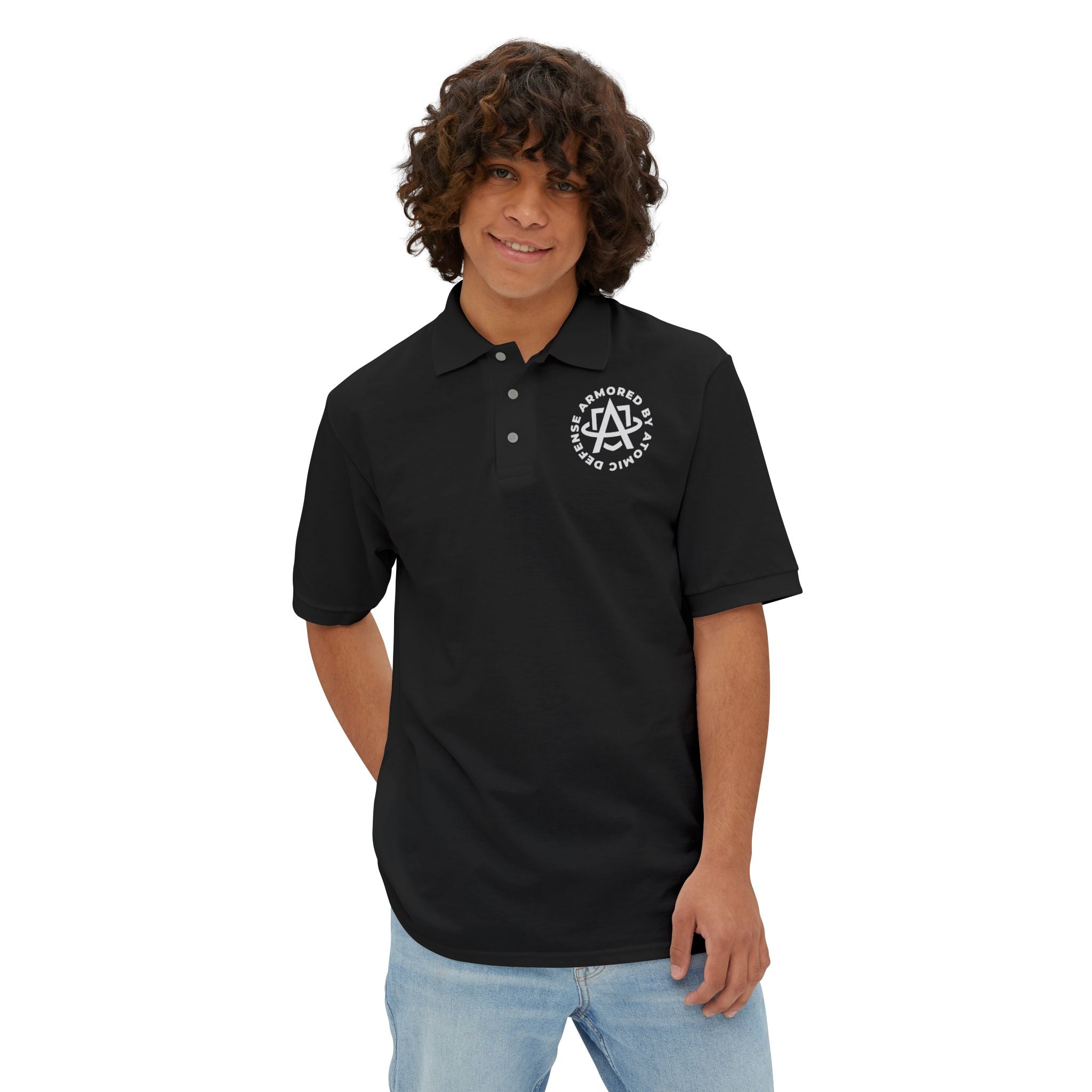Atomic Defense Men's Performance Piqué Polo Shirt - Moisture Wicking, Breathable & Comfortable for Golf, Tennis & Casual Wear