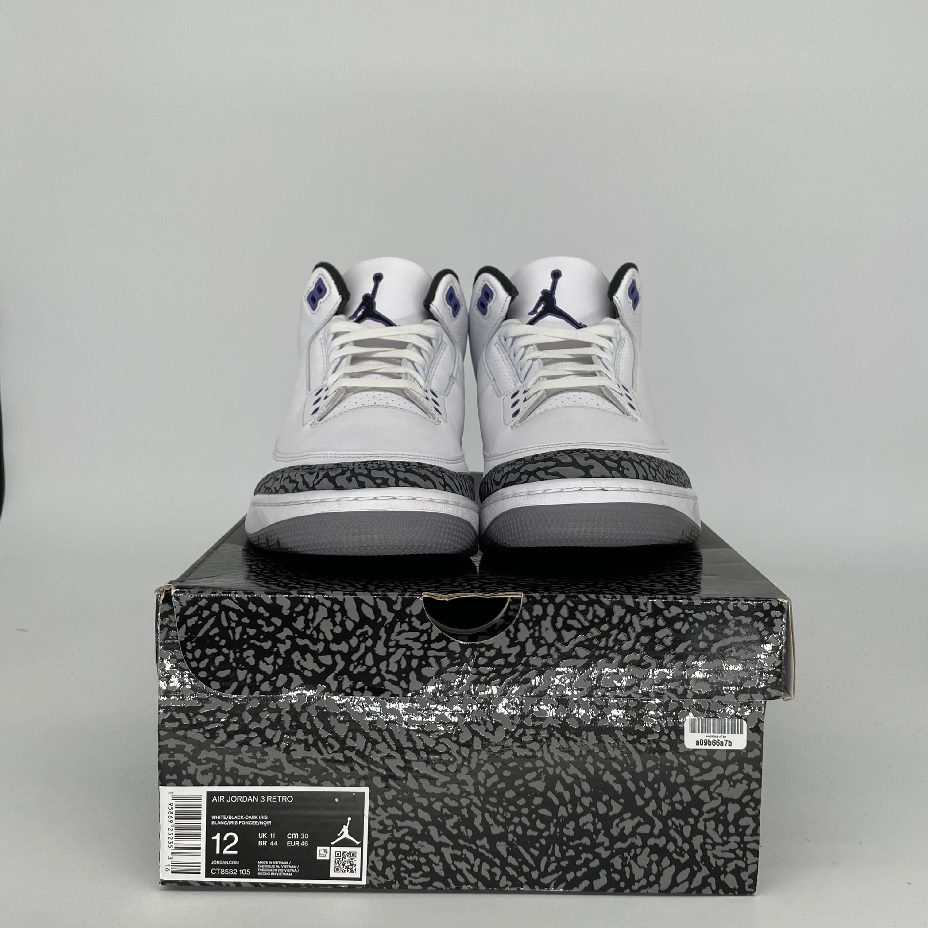 AIR JORDAN 3 DARK IRIS Men's Basketball Shoes - Size 12 (CT8532-105) | Retro Sneakers for Sports, Streetwear & Casual Wear